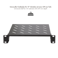 Cantileverplank voor 10" rackmontage, 200 mm, 1U, zwart