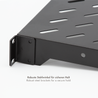 Cantileverplank voor 10" rackmontage, 200 mm, 1U, zwart