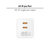 Dubbele USB-aansluitingadapter, GaN, 65 W, 2x USB-C (PD 3.0/QC 4.0), wit