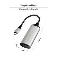 USB-C/M 3.2 Gen 1 naar RJ45/F 5G Gigabit Ethernet-adapter, Full Duplex Flow Control, aluminium