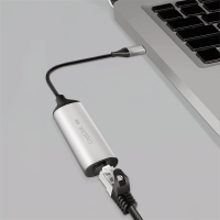 USB-C/M 3.2 Gen 1 naar RJ45/F 5G Gigabit Ethernet-adapter, Full Duplex Flow Control, aluminium