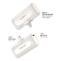Compacte powerbank 5.000 mAh, 2x USB-C, snellaadfunctie, wit