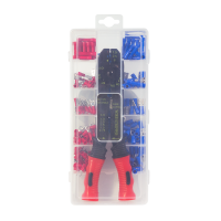 Krimptang voor geïsoleerde kabelschoenen, met krimpassortiment