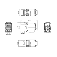 Modulair 24-poorts Cat.6A keystone patchpaneel, 1U, 19" rackmount, EconLine